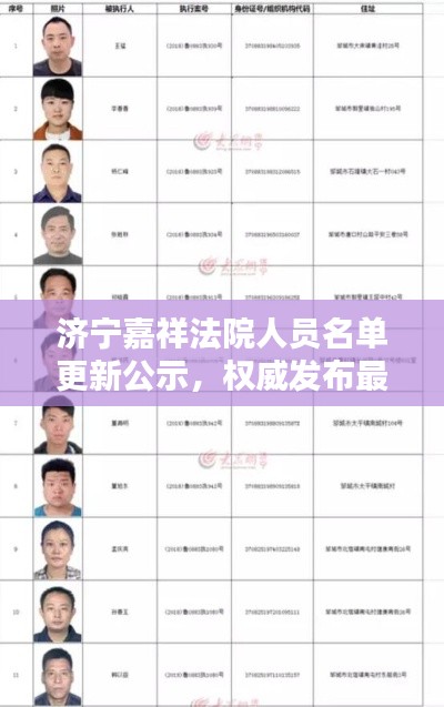 濟寧嘉祥法院人員名單更新公示，權(quán)威發(fā)布最新名單