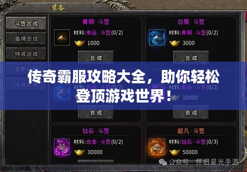 傳奇霸服攻略大全，助你輕松登頂游戲世界！