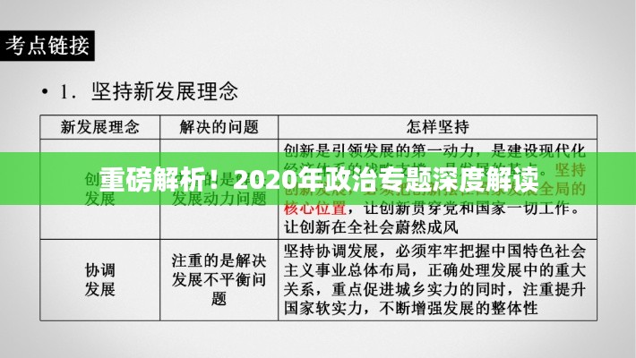 重磅解析！2020年政治專題深度解讀
