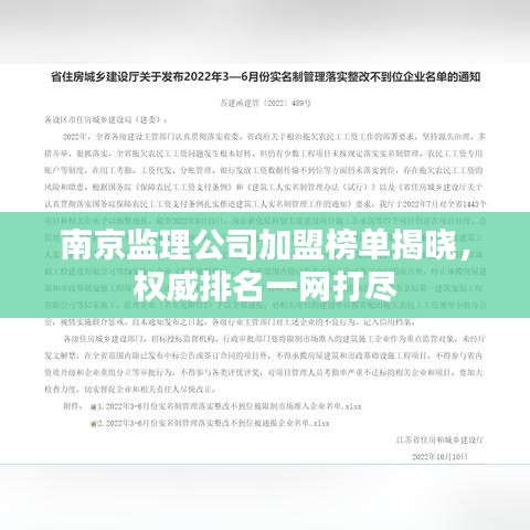 南京監(jiān)理公司加盟榜單揭曉，權(quán)威排名一網(wǎng)打盡