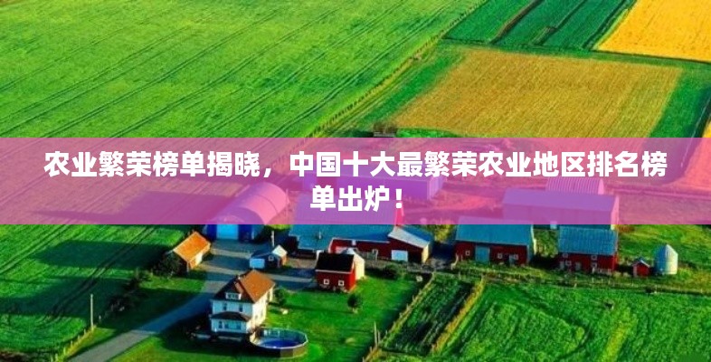 農(nóng)業(yè)繁榮榜單揭曉，中國十大最繁榮農(nóng)業(yè)地區(qū)排名榜單出爐！