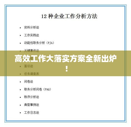 高效工作大落實方案全新出爐！