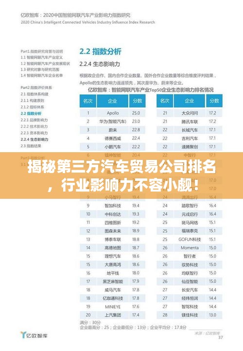 揭秘第三方汽車貿(mào)易公司排名，行業(yè)影響力不容小覷！