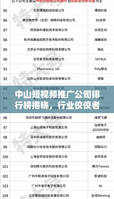 中山短視頻推廣公司排行榜揭曉，行業(yè)佼佼者一網(wǎng)打盡！